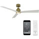 Clean 52 inch Soft Brass Matte White with Matte White Blades Downrod Ceiling Fans, Smart Fan