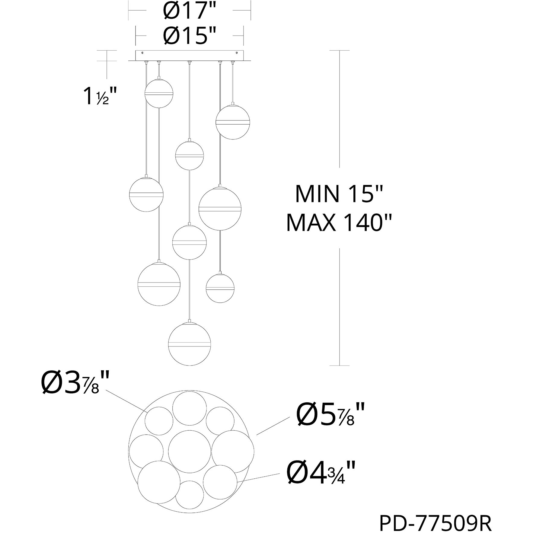 Cyllindra LED 17 inch Aged Brass Chandelier Ceiling Light, dweLED
