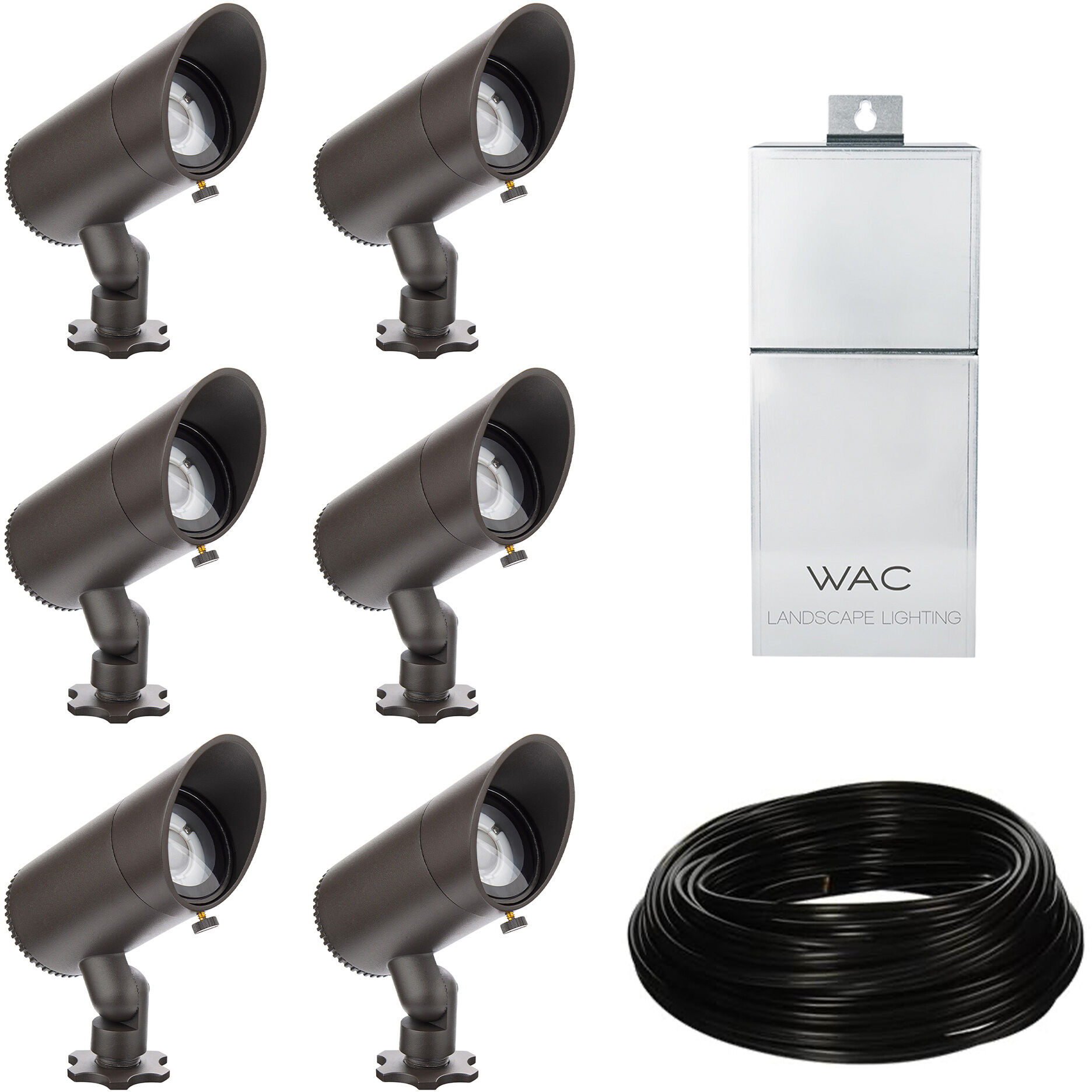 InterBeam Black 6 watt LED Spot and Flood Lighting in 2700K, Low Voltage Accent Light Kits, WAC Landscape