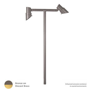 Miniature 12 7 watt Solid Brass Coated in Bronze Path Lighting in 3000K, Bronzed Brass, Path and Area Light, WAC Landscape