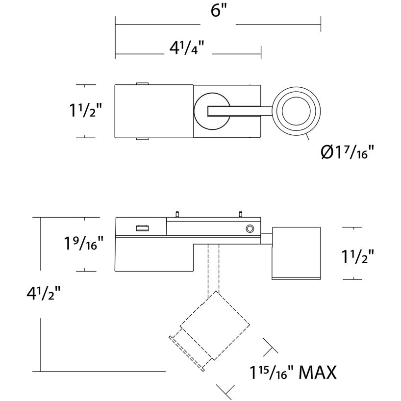 WAC Lighting S2SS-1-930BK Ventrix 1 Light 48 Black Track