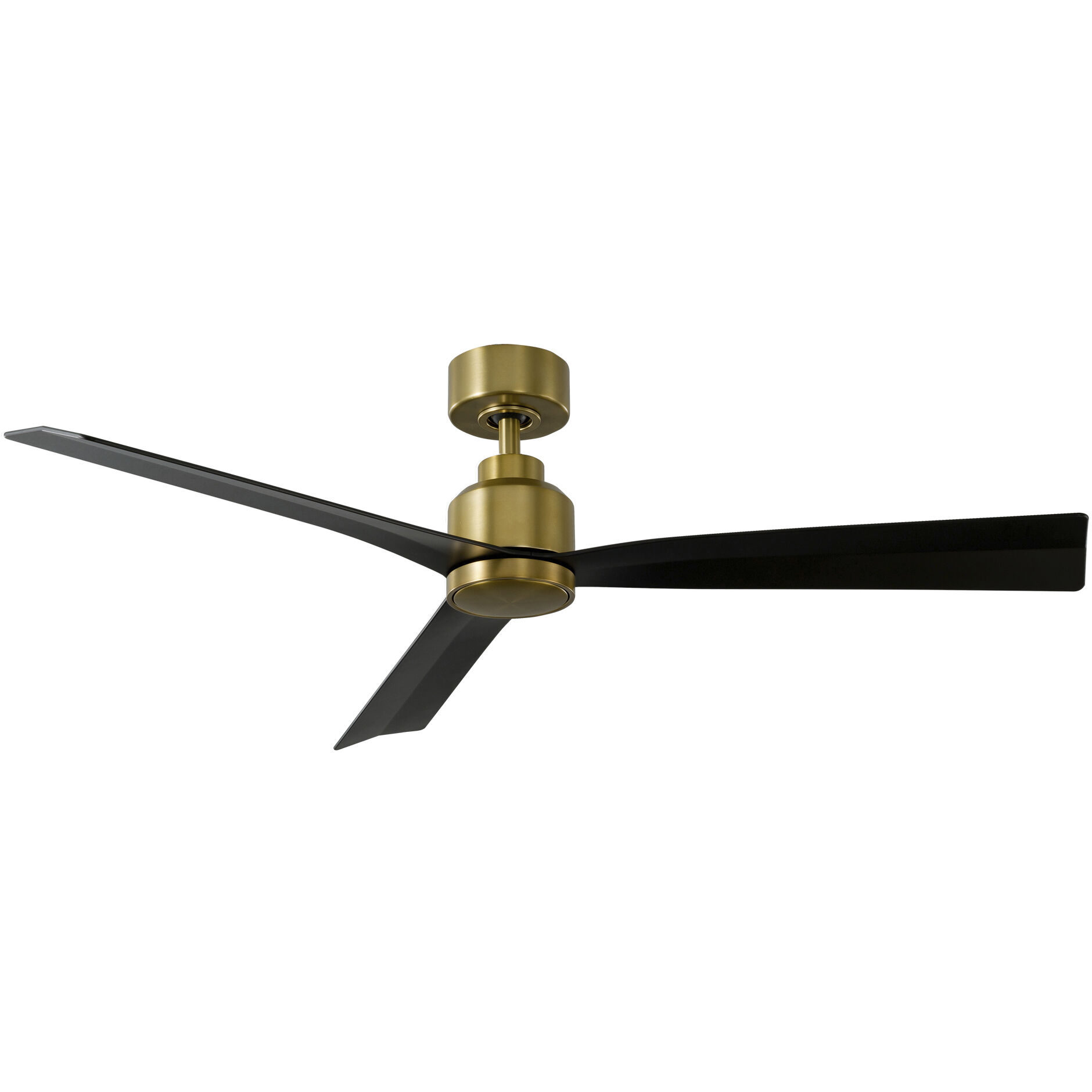 Clean 52 inch Soft Brass Matte Black with Matte Black Blades Downrod Ceiling Fans, Smart Fan