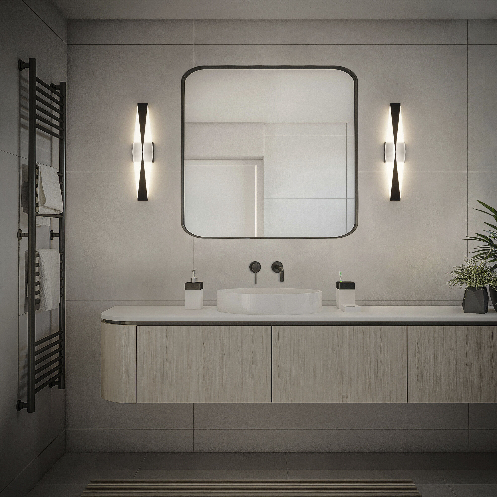 Enigmatic 1 Light 24 inch Black Bath Vanity Light Wall Light in 3000K