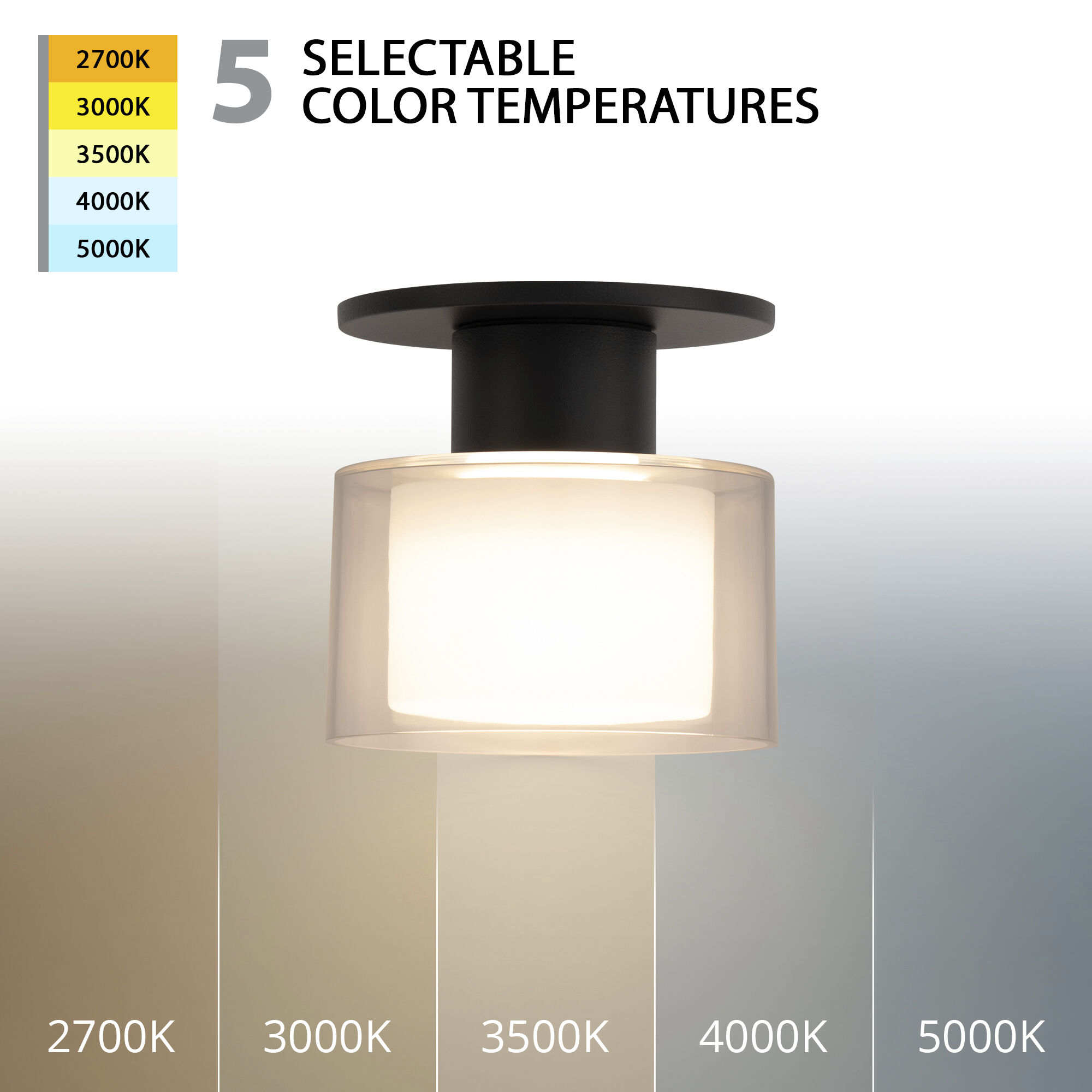 Twist-N-Lite LED 5 inch Black Semi-Flush Mount Ceiling Light, WAC Limited