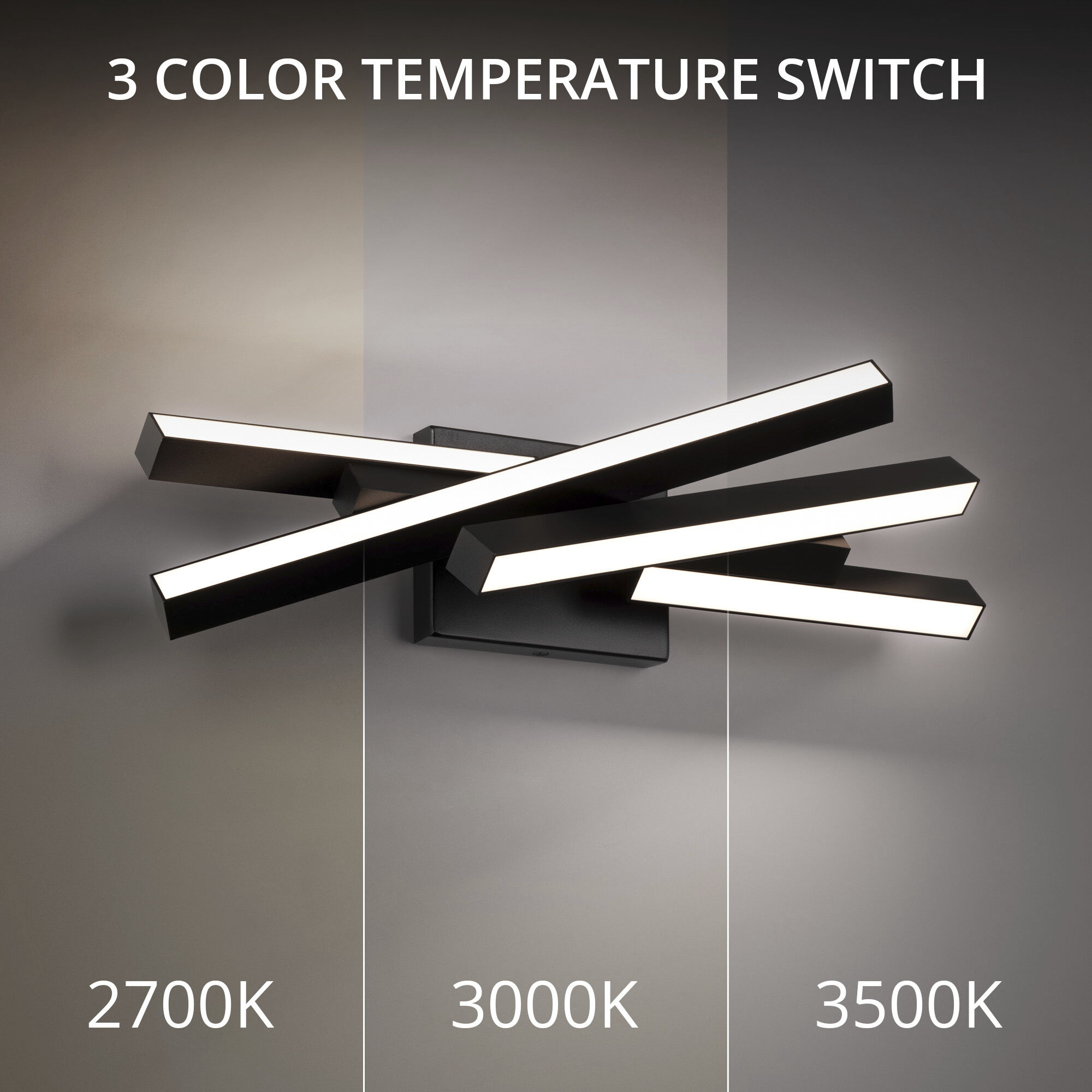 Parallax LED 20 inch Black Bath Vanity & Wall Light in 2700K, dweLED