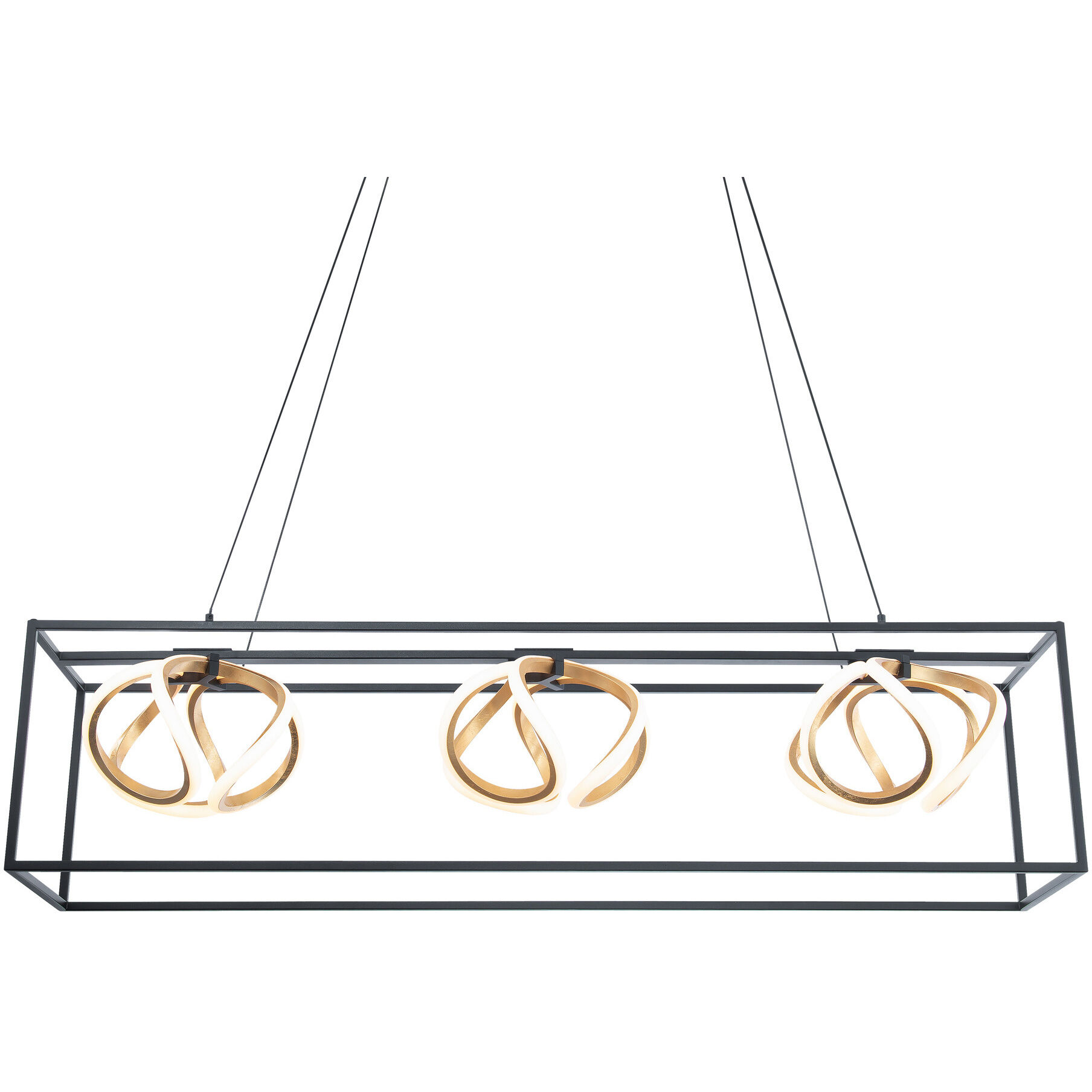 WAC Lighting PD-73242-BK/GL Sinclair 3 Light 42 inch Black/Gold Leaf Linear  Pendant Ceiling Light, dweLED