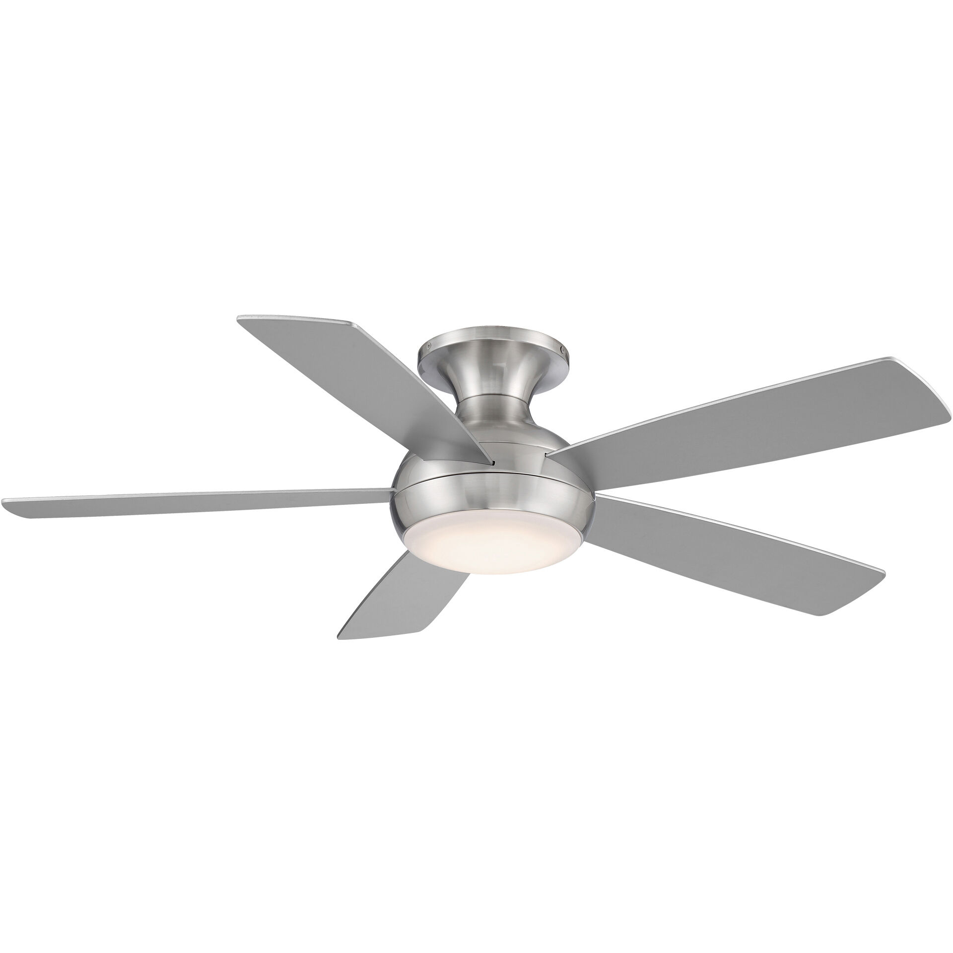 Odyssey 52 inch Brushed Nickel Flush Mount Ceiling Fans, Smart Fan