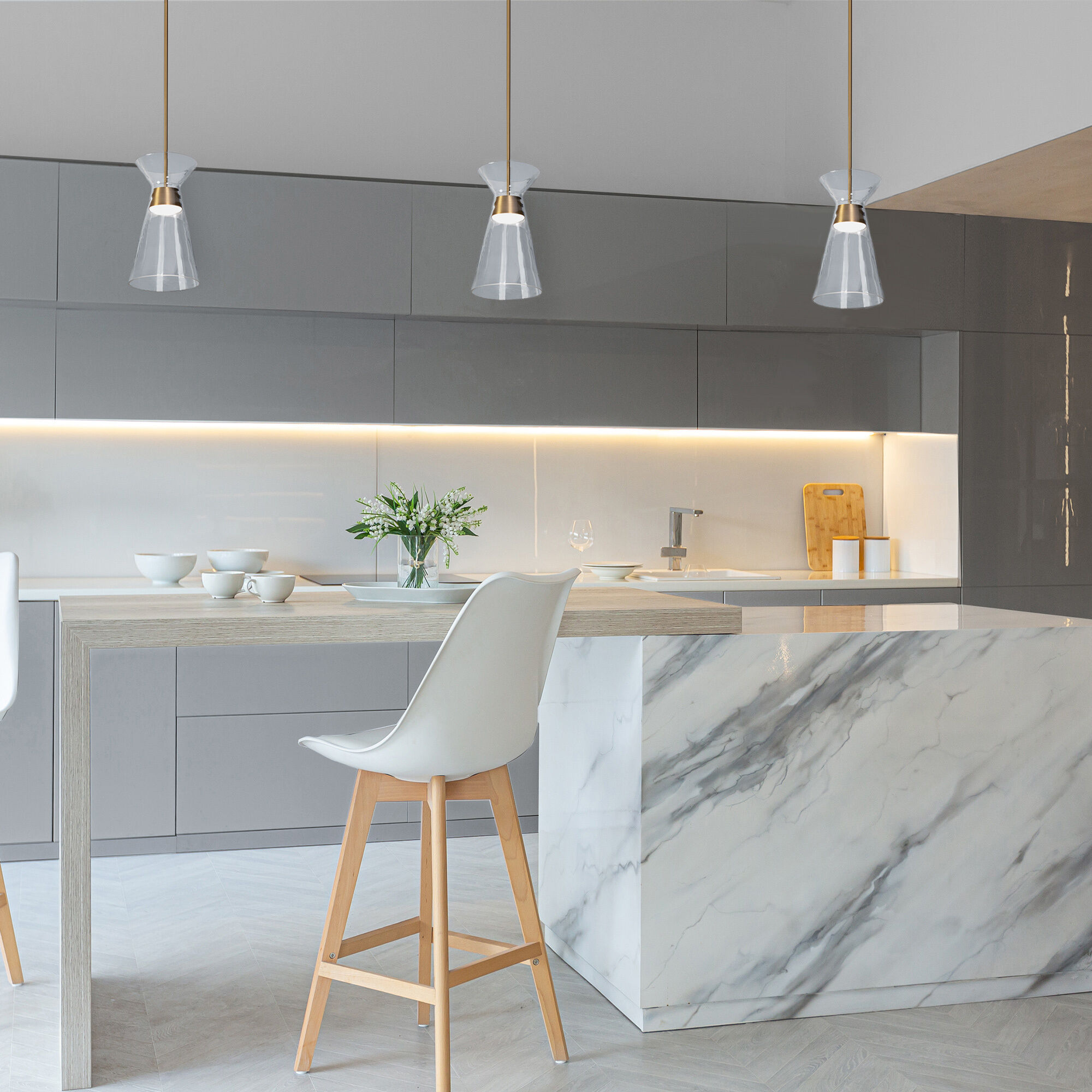 Chandra LED 8 inch Aged Brass Mini-Pendant Ceiling Light, dweLED