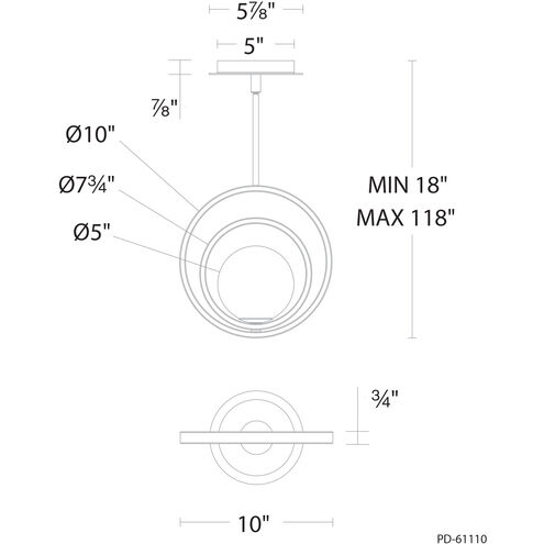 Ellington LED 5 inch Aged Brass Pendant Ceiling Light, dweLED