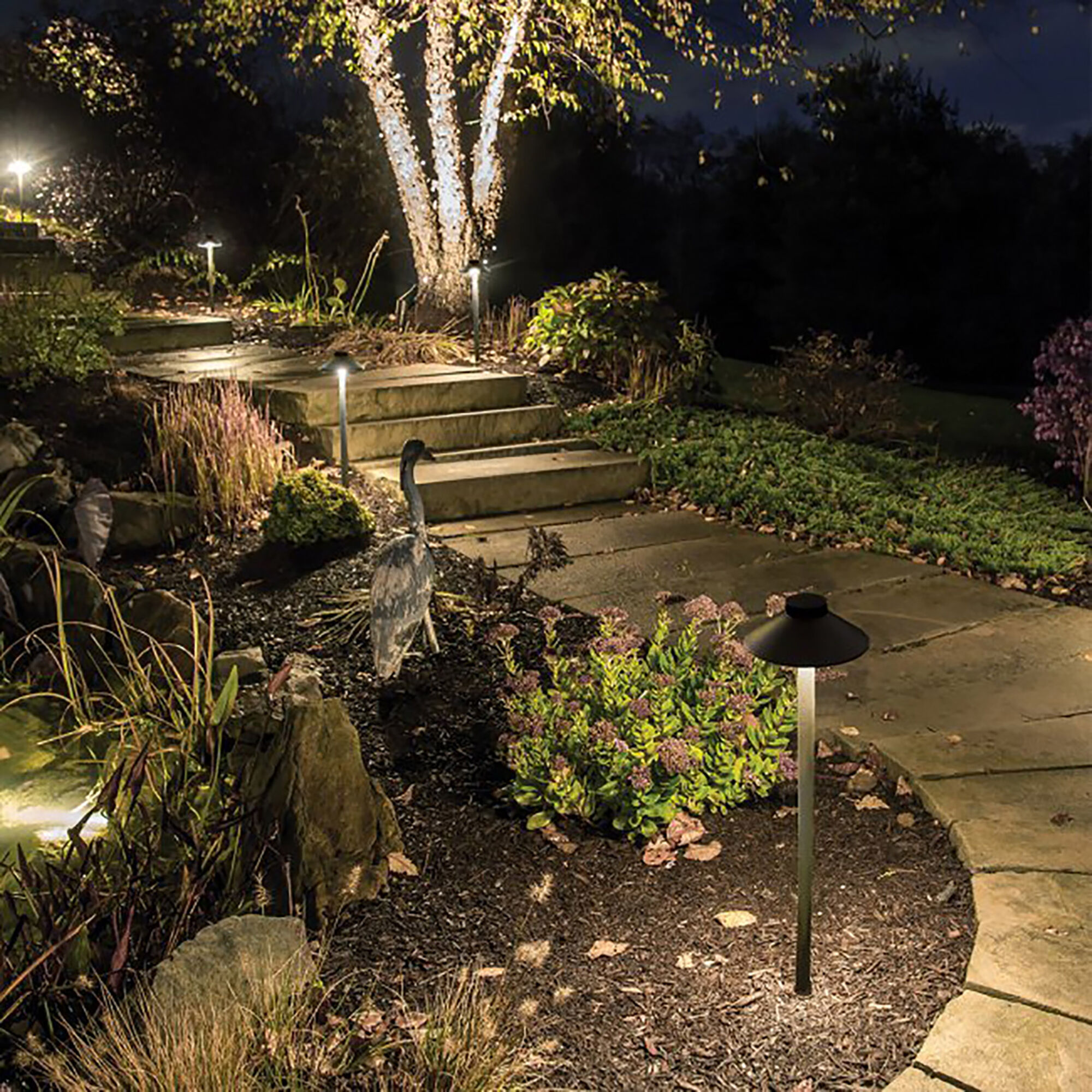 Tiki 12 6.5 watt Black Path Lighting in 2700K, Black on Aluminum, Path and Area Light, WAC Landscape