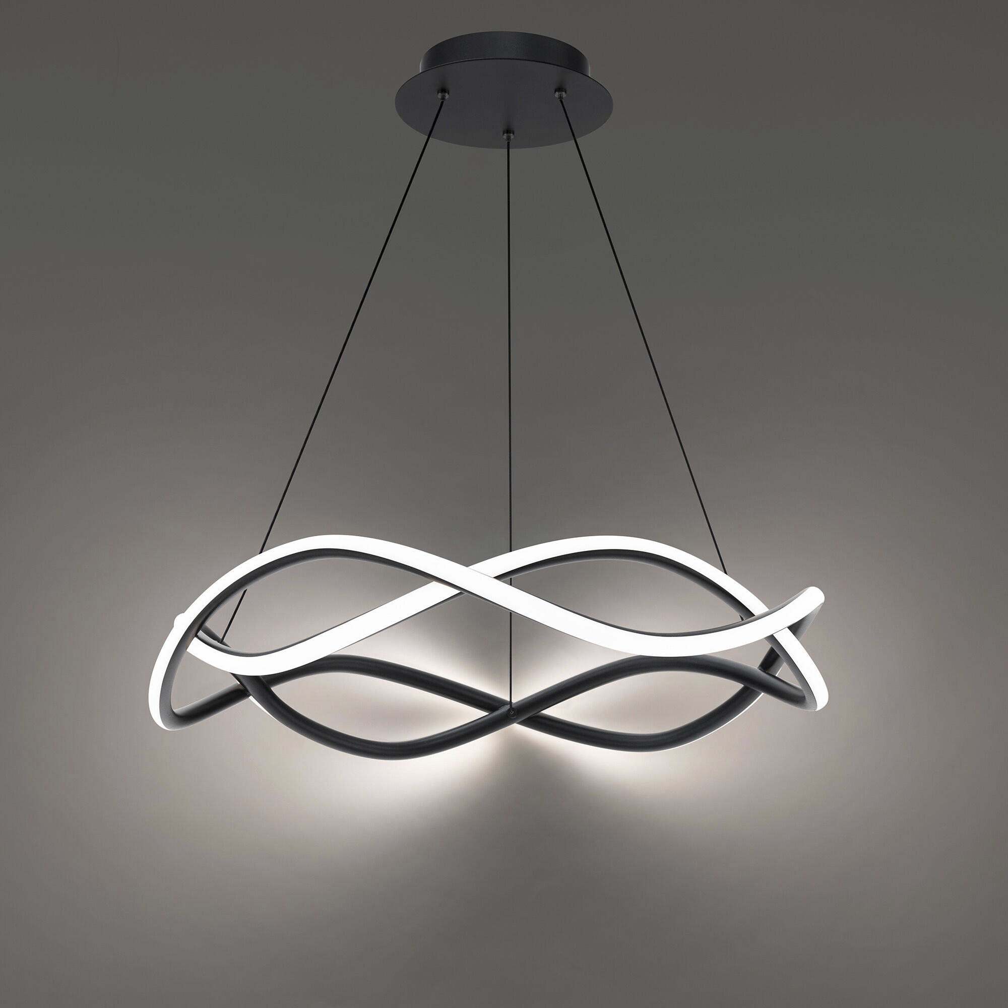 Swerve LED 26 inch Black Chandelier Ceiling Light in 3000K, dweLED