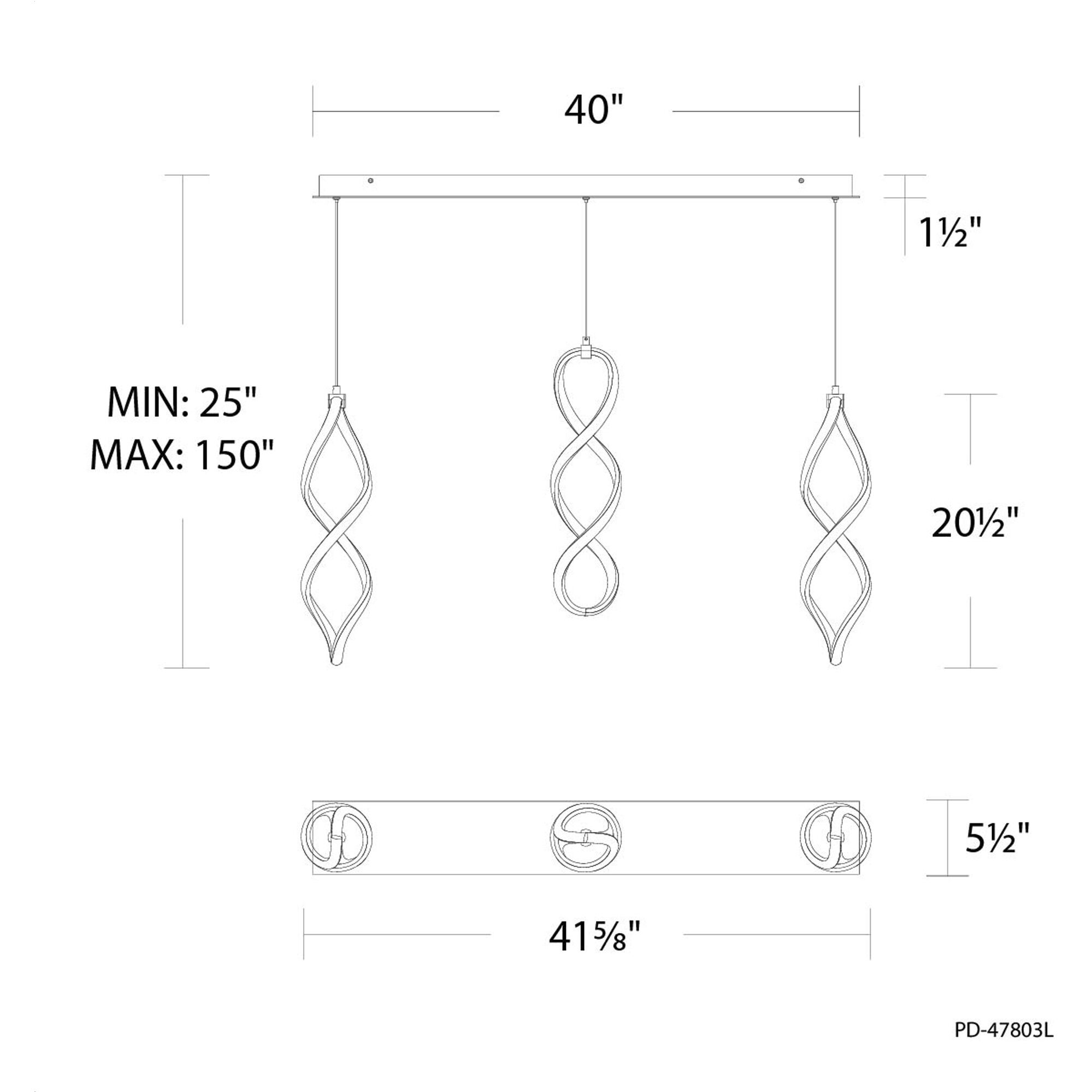 Interlace LED 16 inch Black Multi-Light Pendant Ceiling Light, dweLED