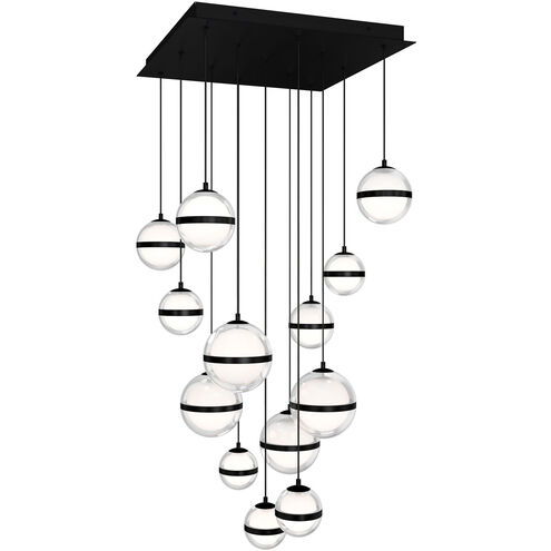 Cyllindra LED 21 inch Black Chrome Chandelier Ceiling Light in Black/Chrome, dweLED