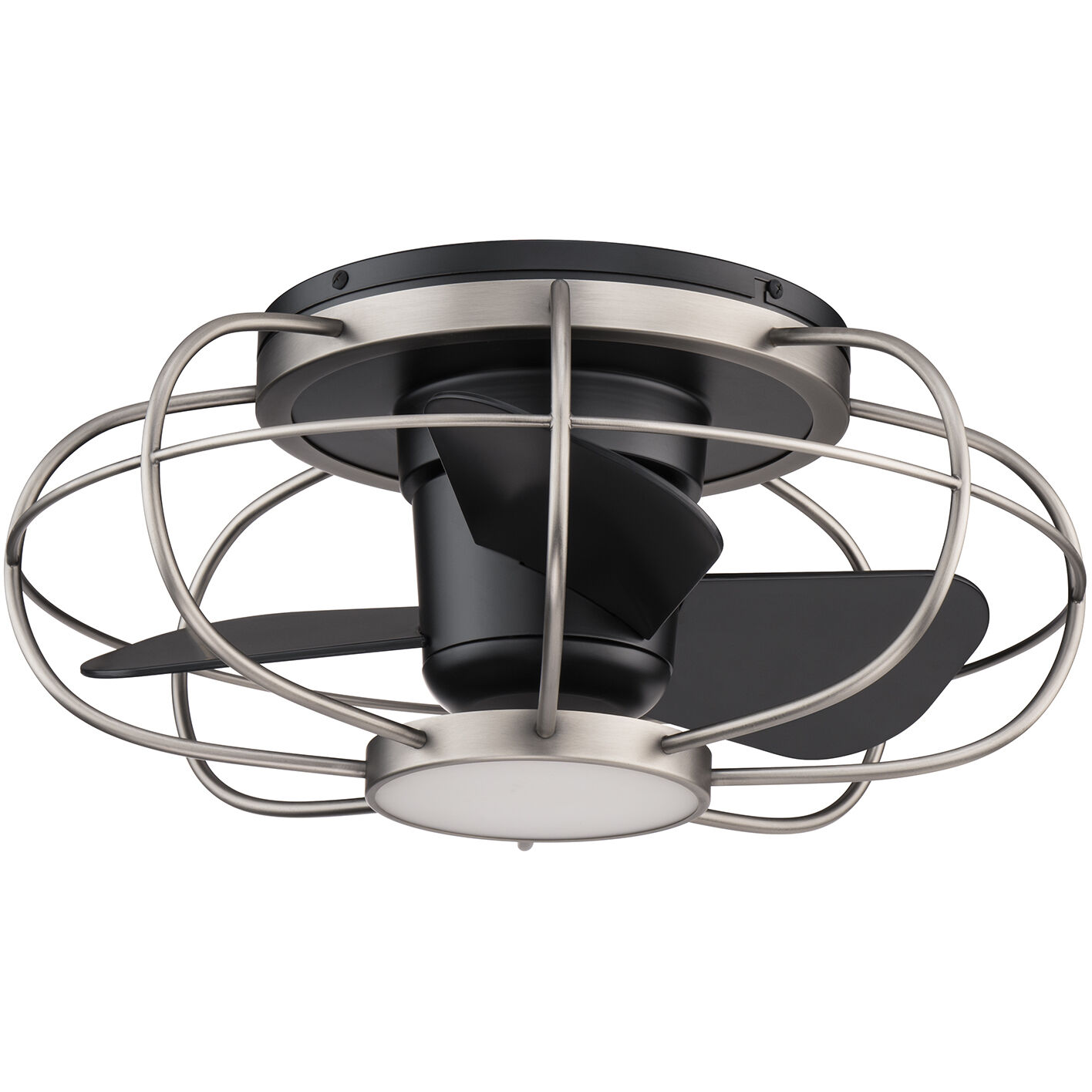 Aella 22 inch Brushed Nickel Matte Black with Matte Black Blades Flush Mount Ceiling Fans