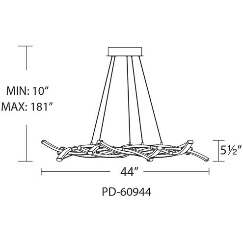 Divergence LED 43.75 inch Black Chandelier Ceiling Light, dweLED