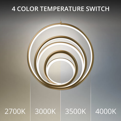 Hoopla LED 7.78 inch Aged Brass Pendant Ceiling Light in 4000K, dweLED