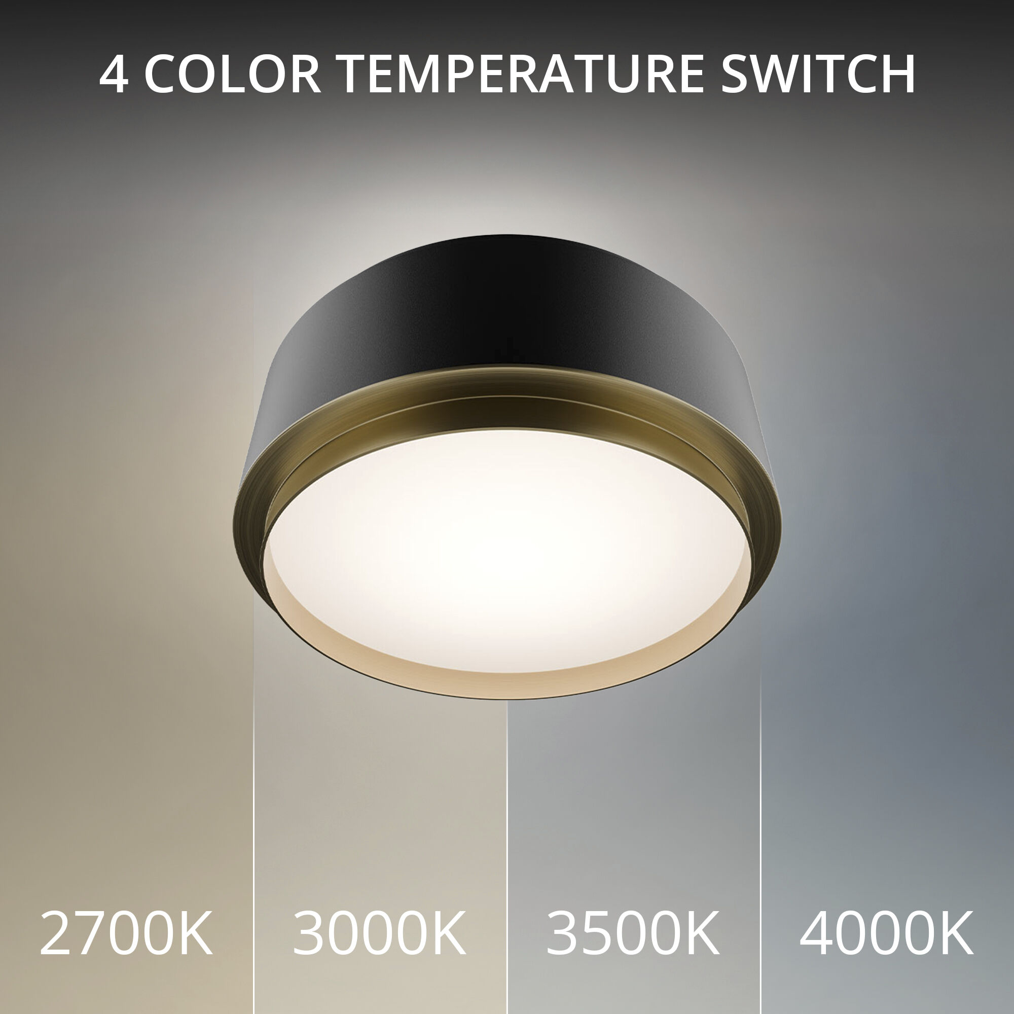 Salvo LED 9 inch Black and Aged Brass Flush Mount Ceiling Light in 3000K, Black Aged Brass, dweLED