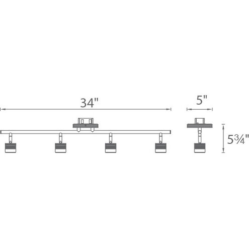 Vector 4 Light 120-240-277V Brushed Brass Track Lighting Ceiling Light, dweLED