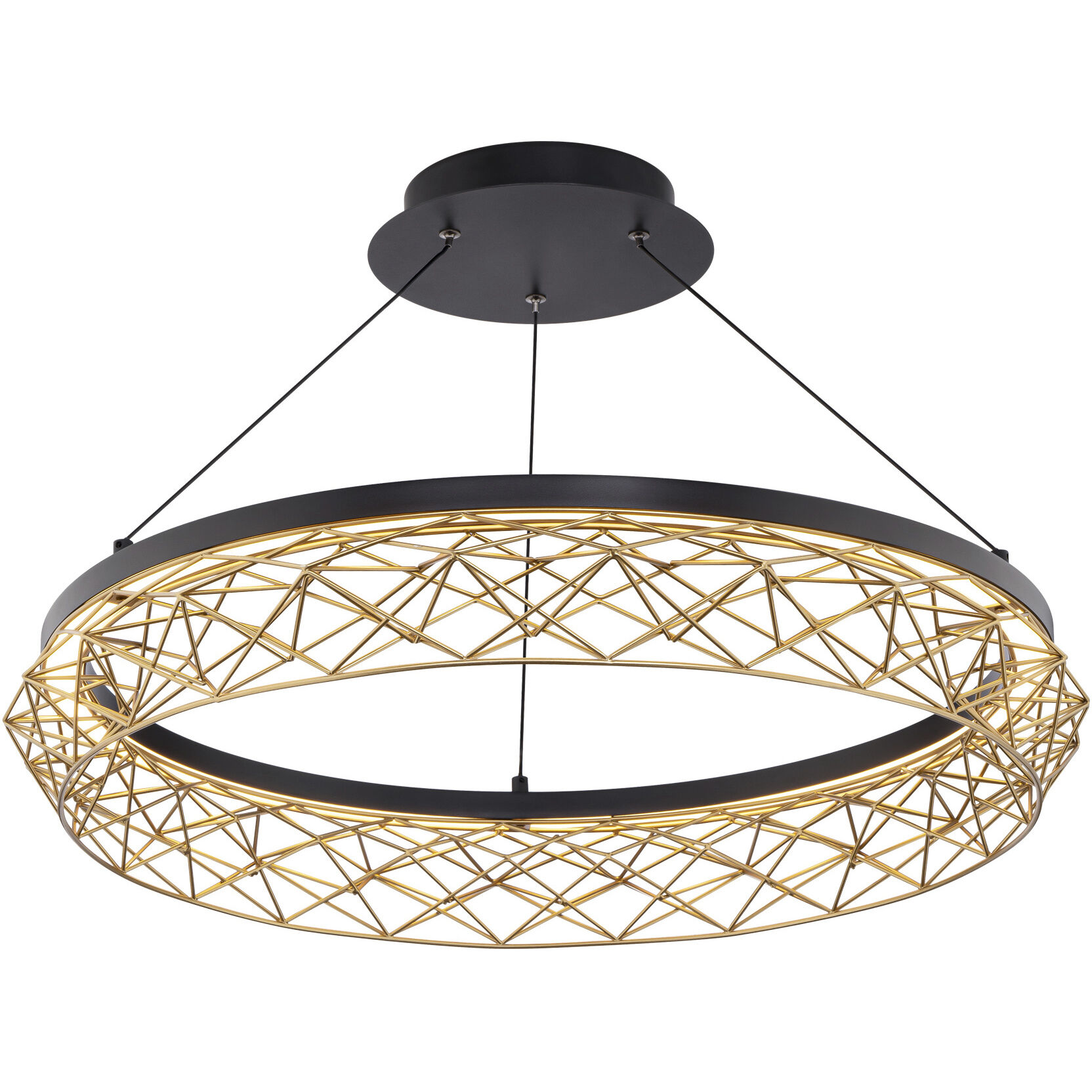 Lacey LED 27.13 inch Black and Gold Pendant Ceiling Light, dweLED