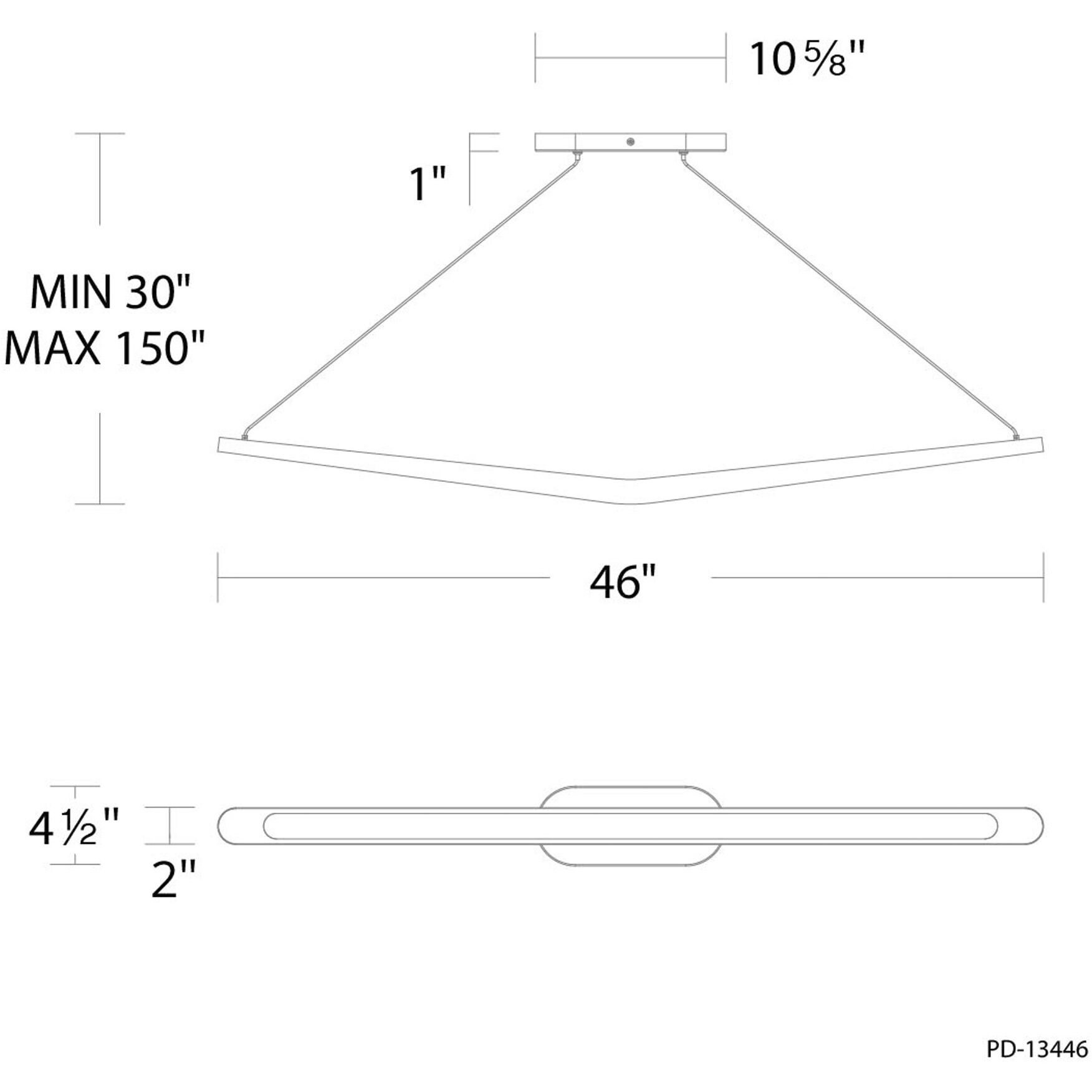 Alleron Linear Pendant Ceiling Light in 4000K, Brushed Nickel, dweLED