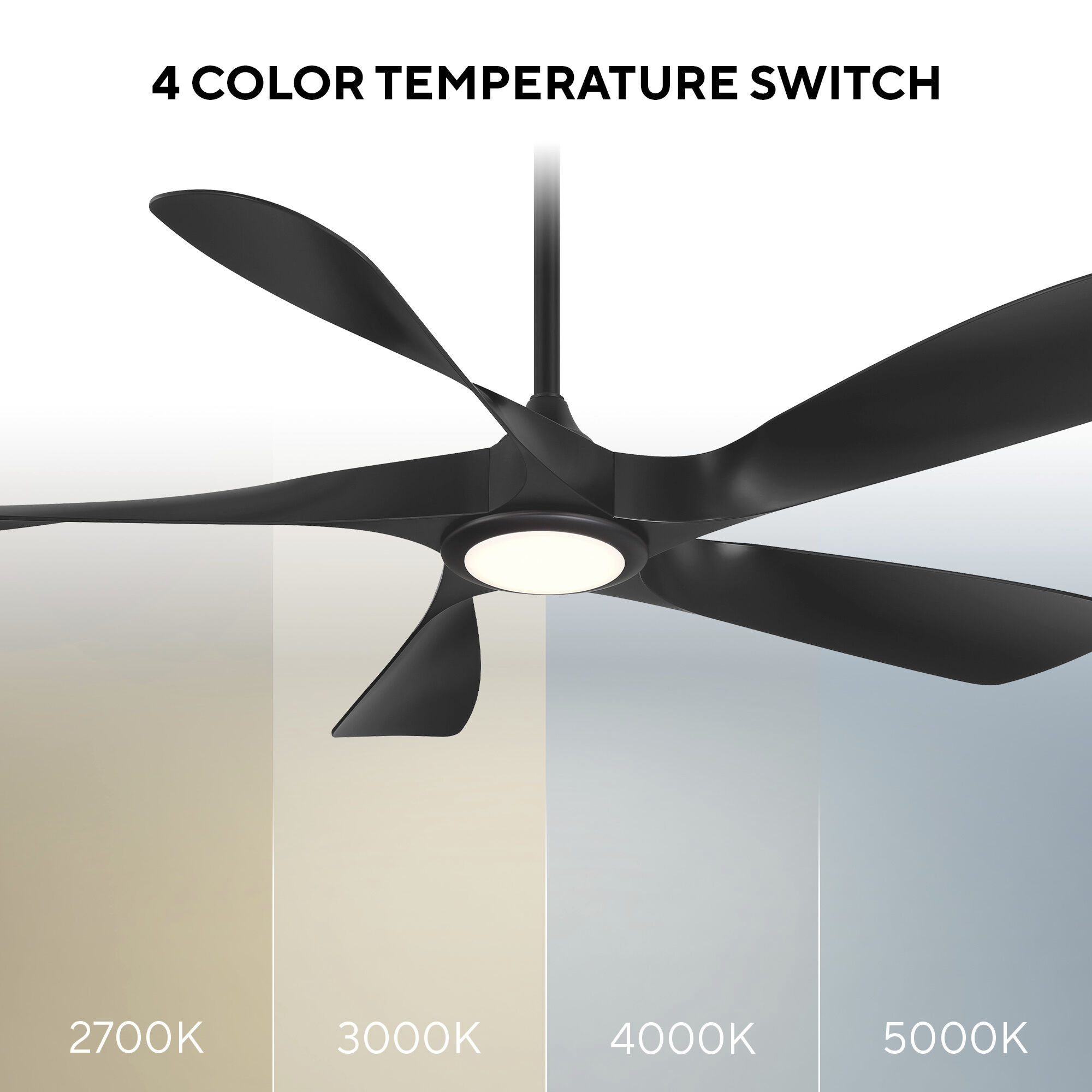 Swirl 5 54 inch Matte Black Downrod Ceiling Fan