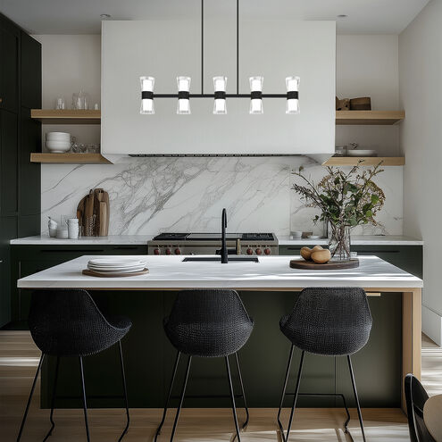 Hourglass Linear Pendant Ceiling Light in 3500K, Aged Brass, dweLED