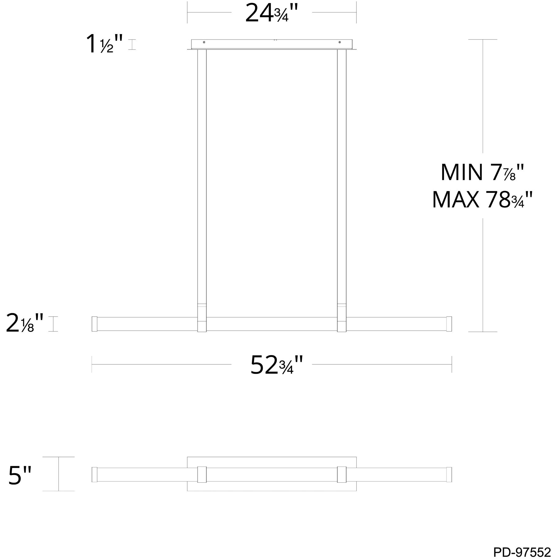 Balance Beam Linear Pendant Ceiling Light in 3500K, dweLED