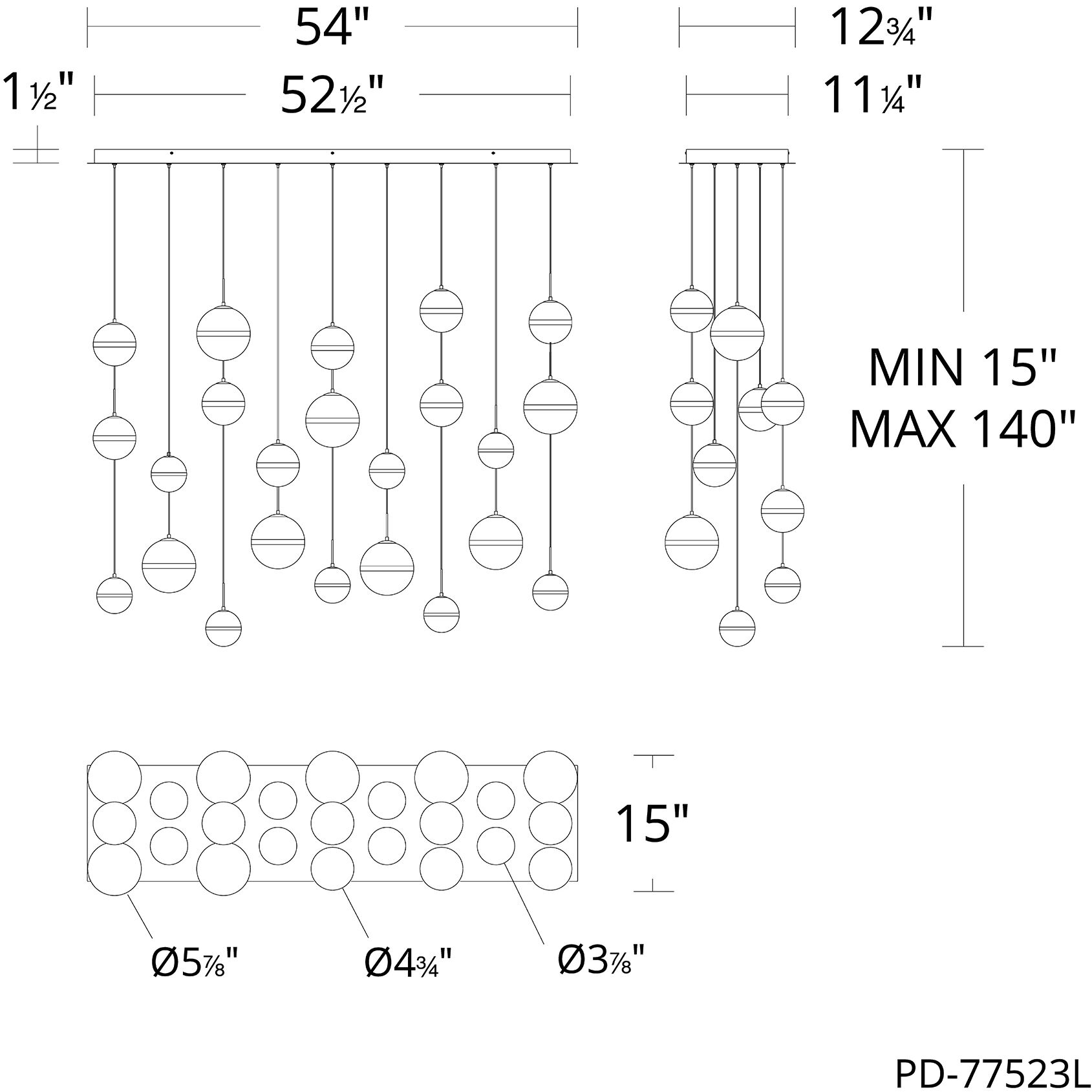 Cyllindra LED 15 inch Black Chrome Chandelier Ceiling Light in Black/Chrome, dweLED