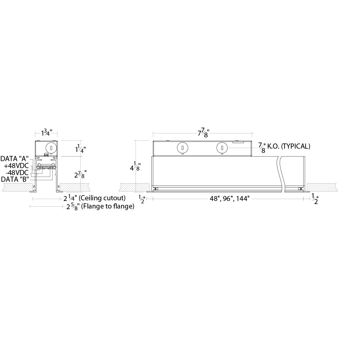 Ventrix 48 Black Track Component Ceiling Light