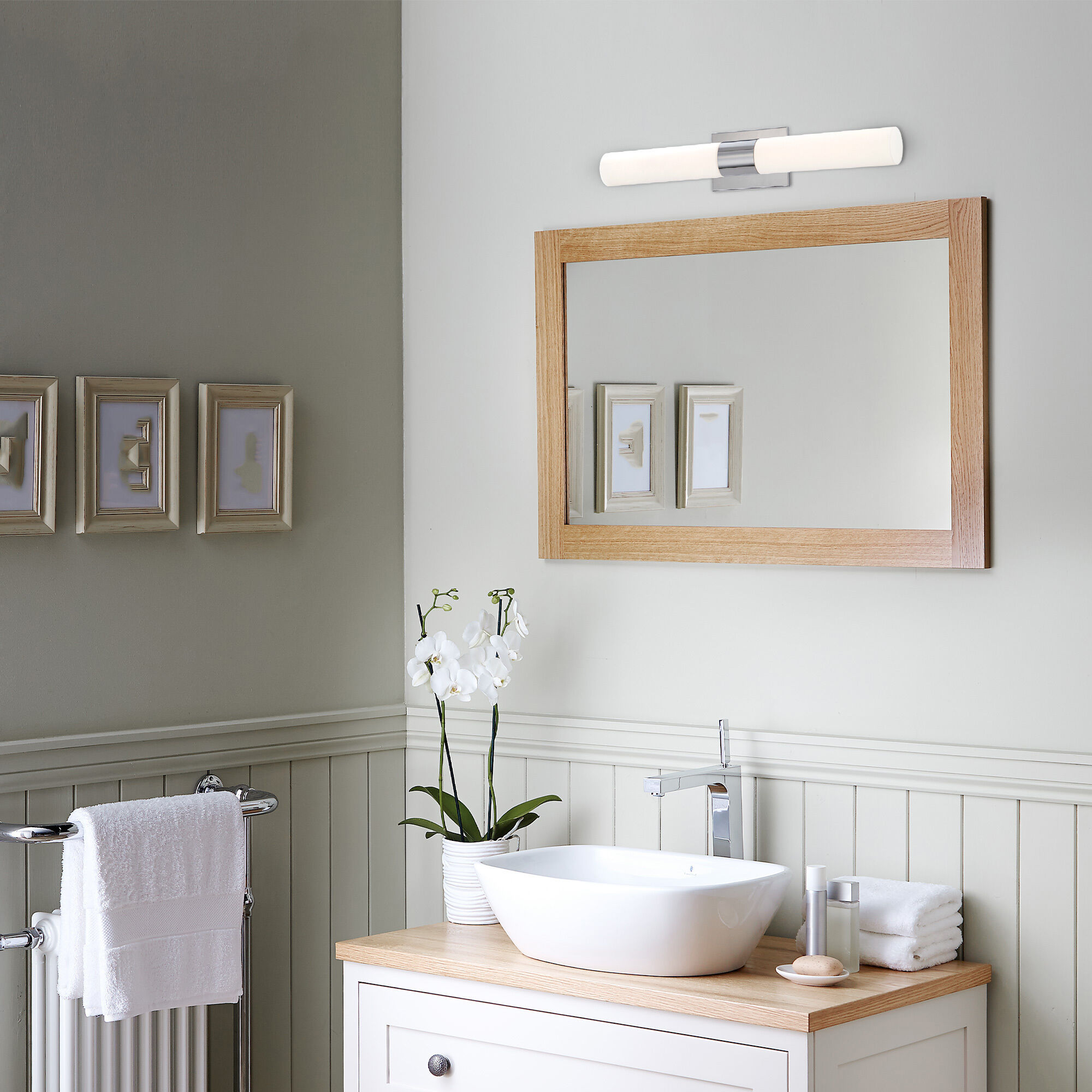 Elementum LED 30 inch Brushed Nickel Bath Vanity Wall Light in 3000K dweLED