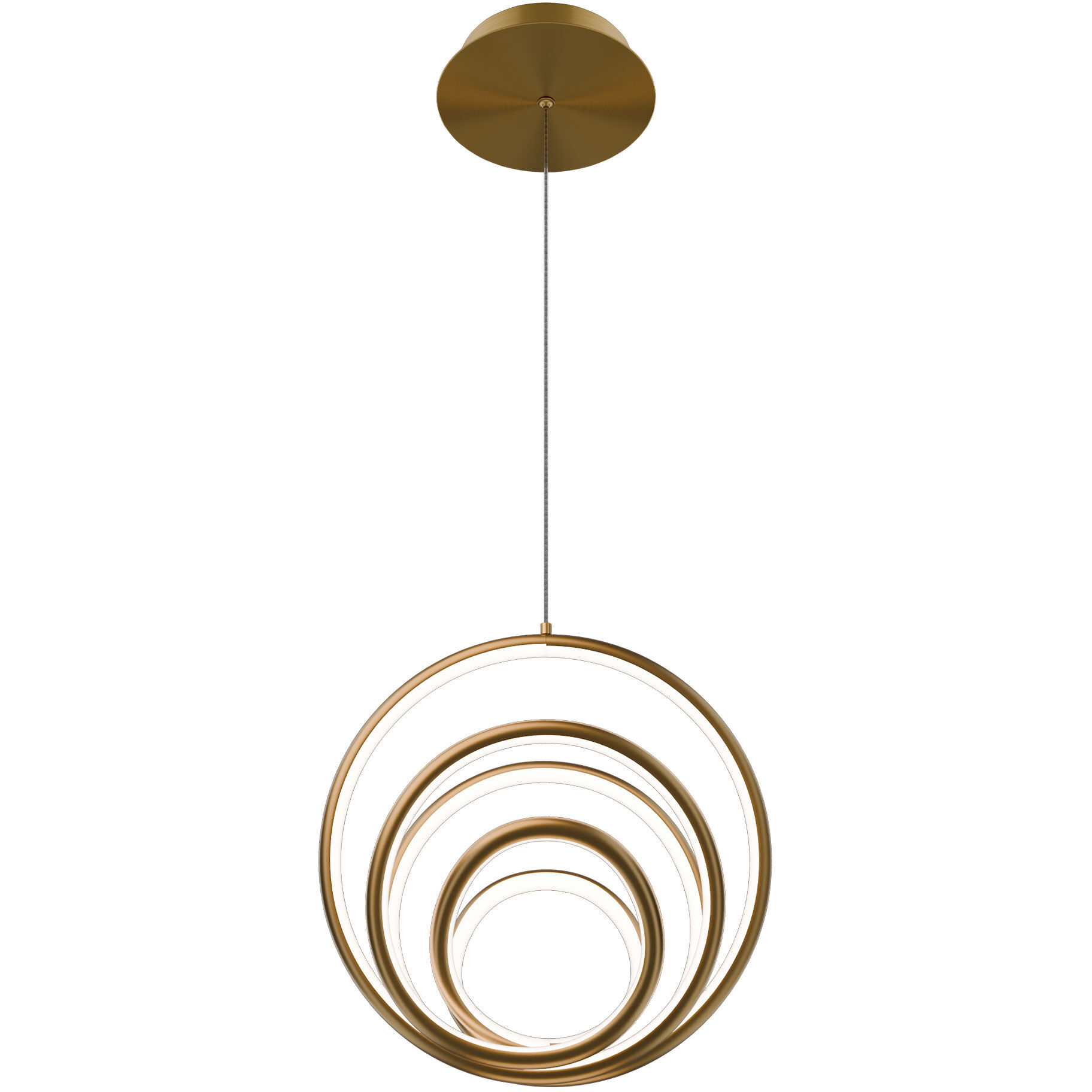 Hoopla LED 7.78 inch Aged Brass Pendant Ceiling Light in 3500K, dweLED