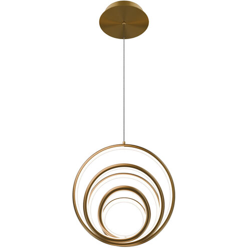 Hoopla LED 7.78 inch Aged Brass Pendant Ceiling Light in 4000K, dweLED