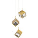 Ice Cube LED 12.88 inch Aged Brass Multi-Light Pendant Ceiling Light, dweLED