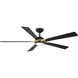 Rotary 65 inch Matte Black Soft Brass with Matte Black Blades Downrod Ceiling Fans in Soft Brass Matte Black