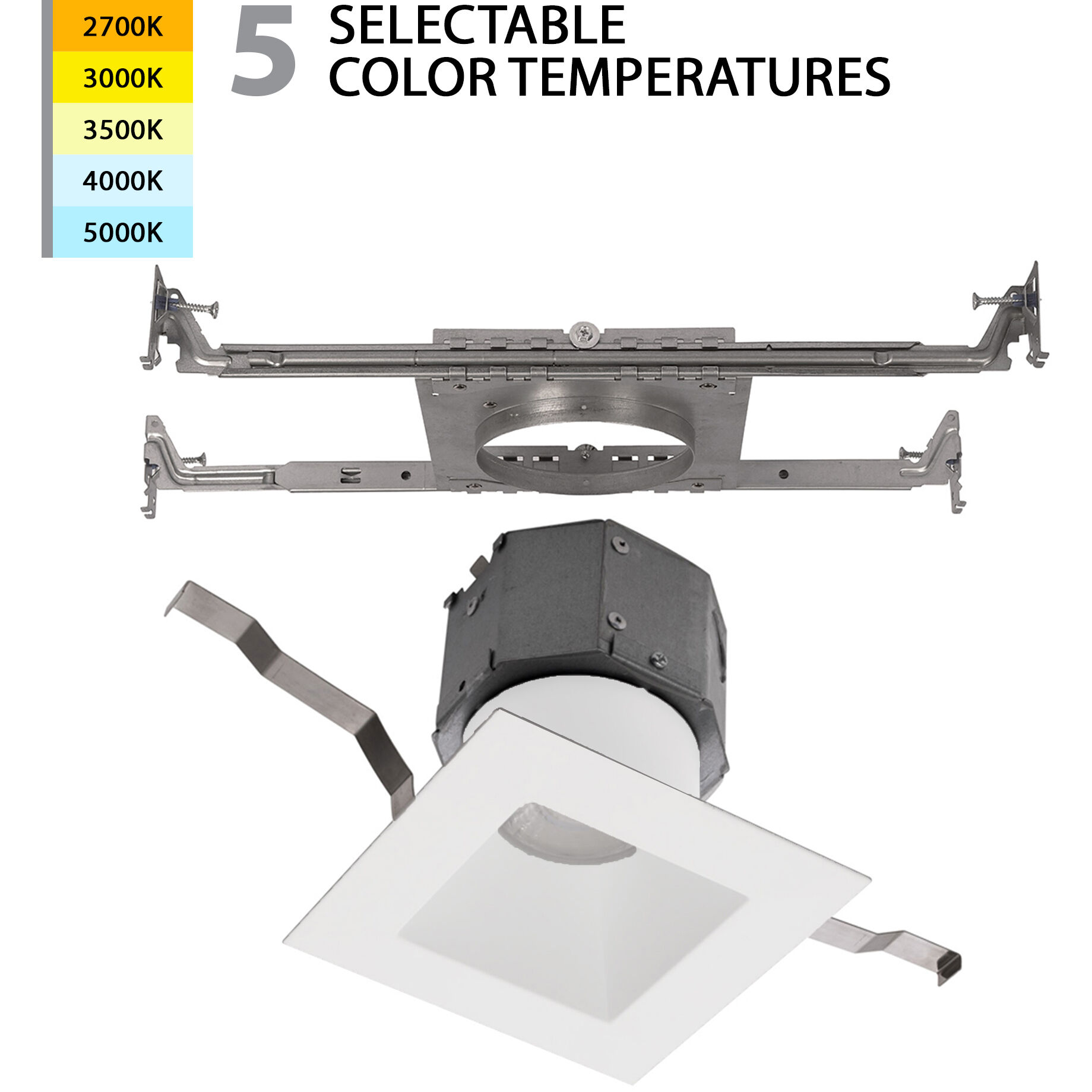 WAC Lighting R4DSDN F9CS 2 Pop In LED Canless Recessed Light 4 Baffle White