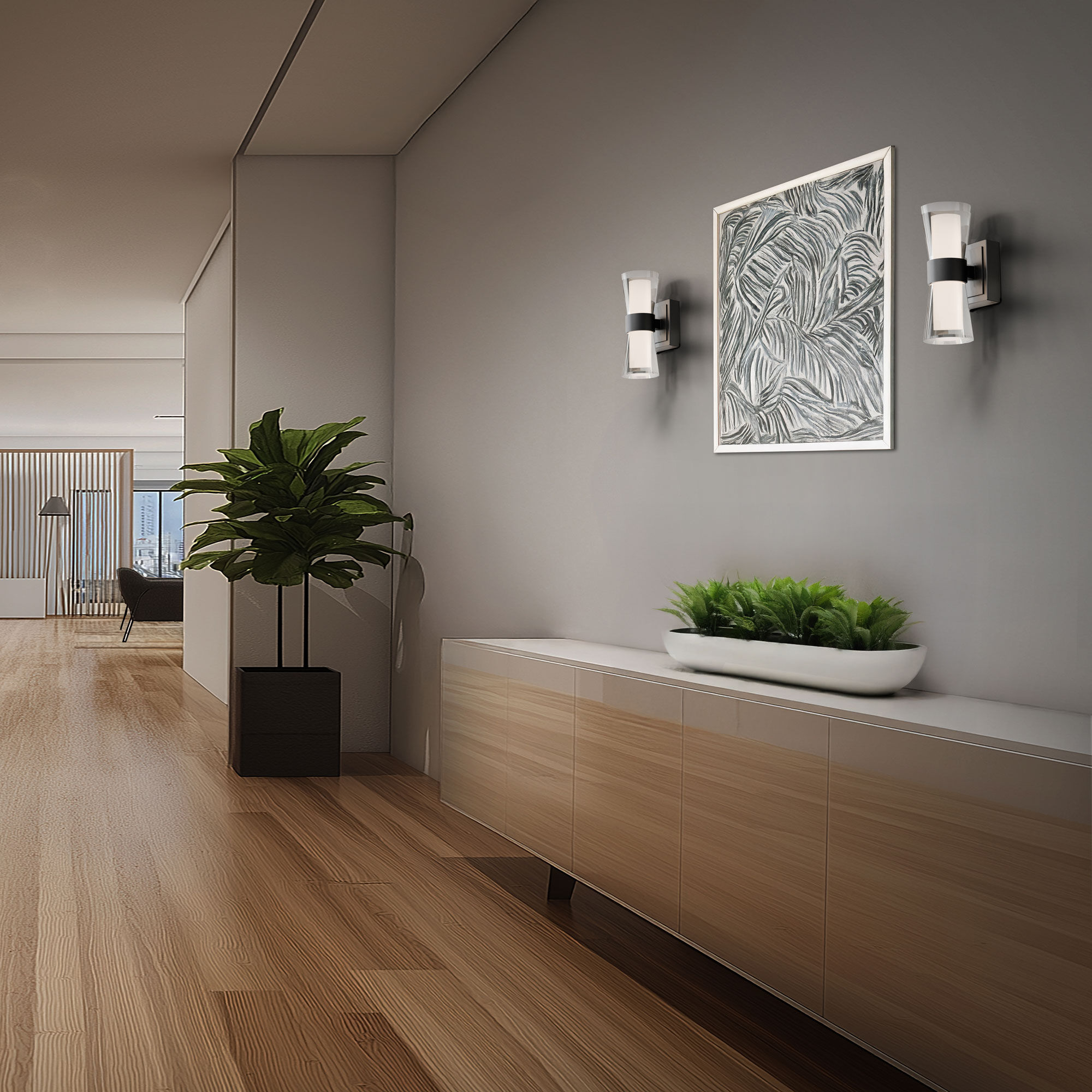 Hourglass LED 4.5 inch Black Bath Vanity & Wall Light in 2700K, dweLED