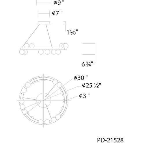 Carousel LED 28 inch Black Chandelier Ceiling Light in 2700K, dweLED