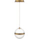 Cyllindra LED 6 inch Aged Brass Pendant Ceiling Light in 2700K, dweLED