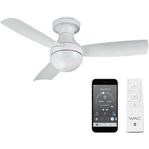 Orb 44 inch Matte White Flush Mount Ceiling Fans, Smart Fan