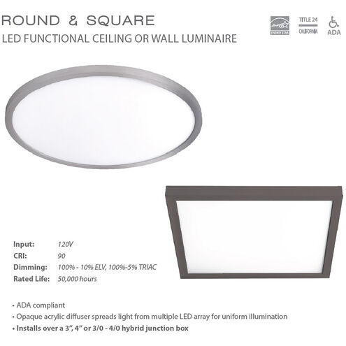 Square LED 11 inch White Flush Mount Ceiling Light in 3500K