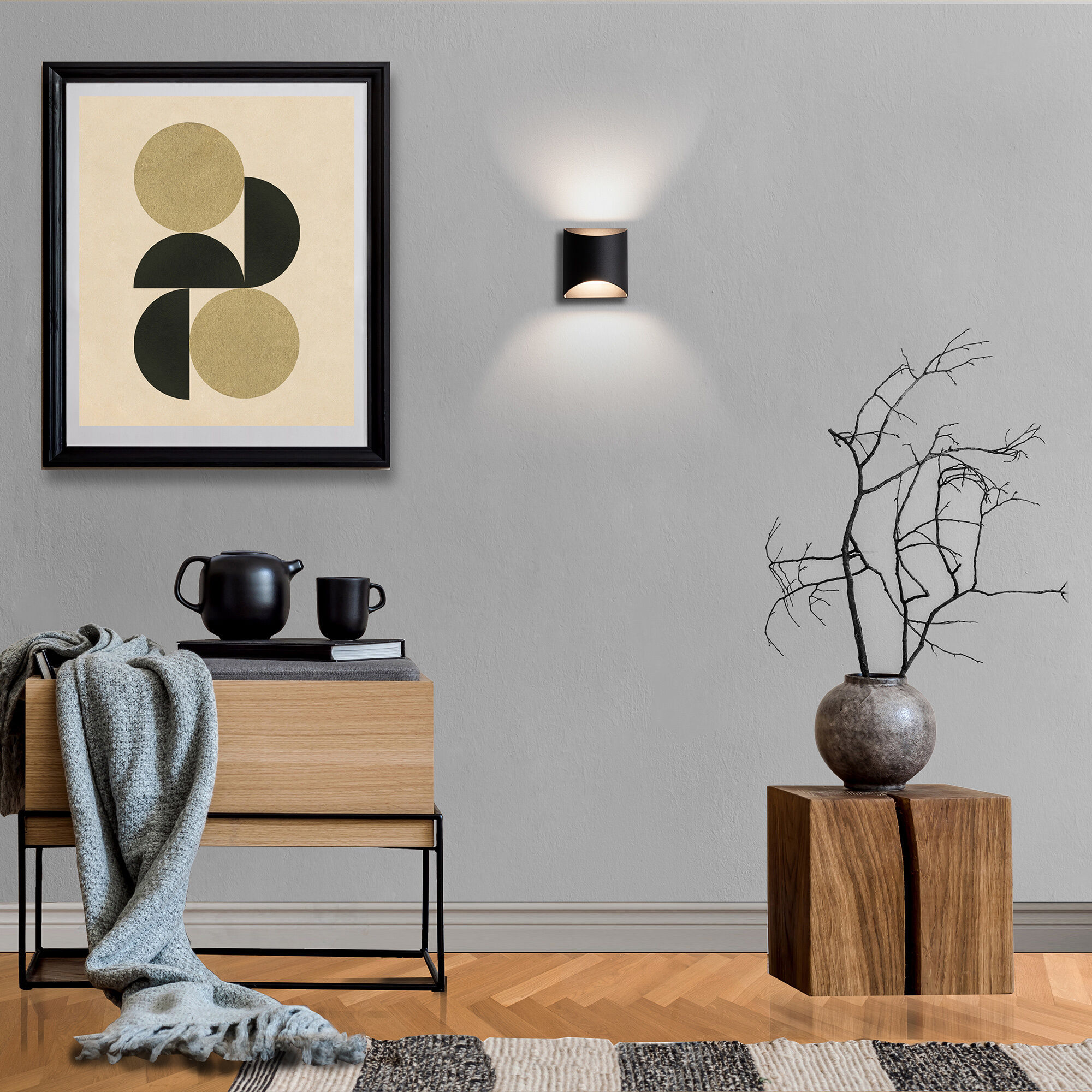 Duet Wall Sconce Wall Light in 3500K, Black, dweLED