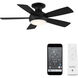 Odyssey 44 inch Matte Black Flush Mount Ceiling Fans, Smart Fan