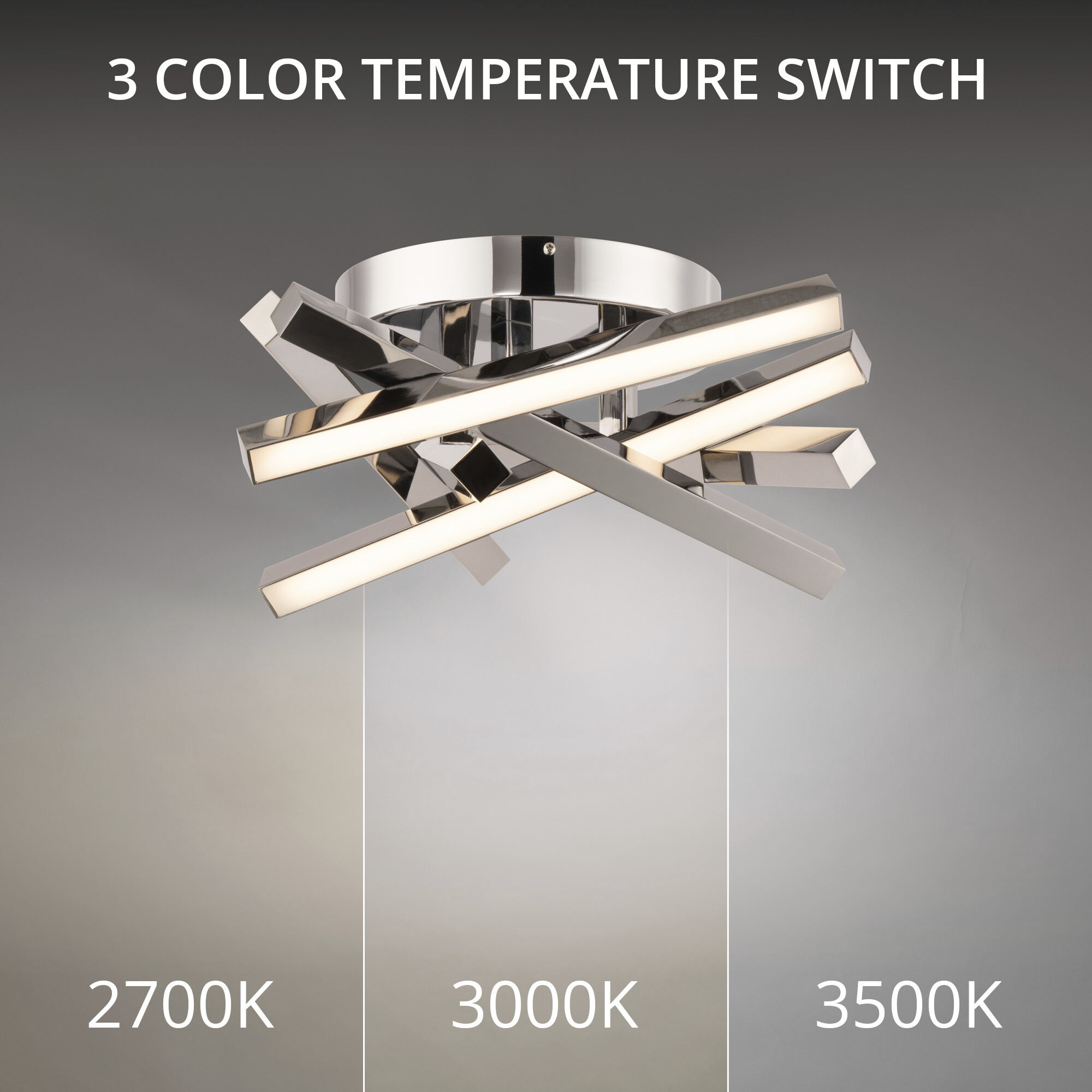 Parallax LED 15 inch Chrome Semi-Flush Mount Ceiling Light in 3000K, dweLED