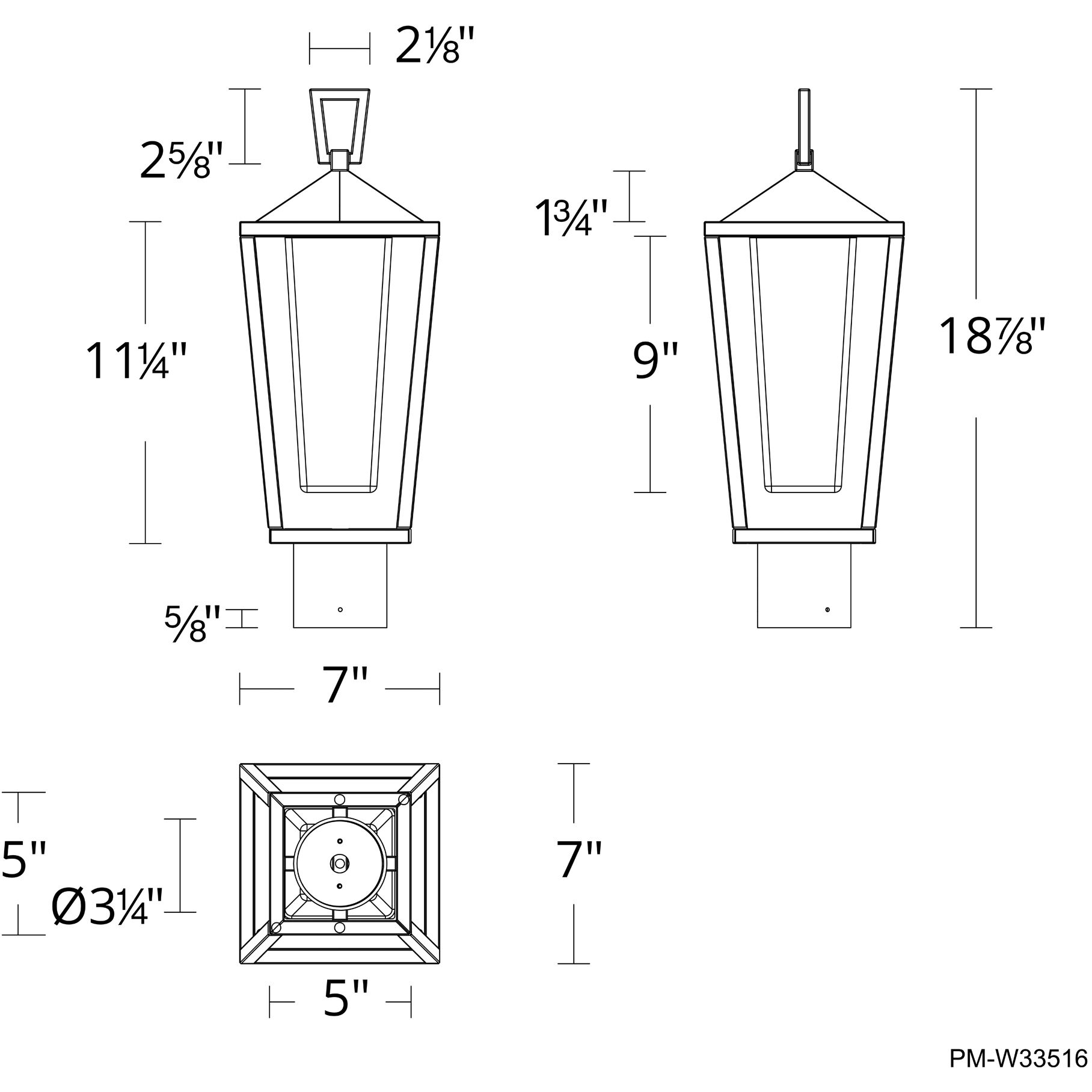 Manchester LED 17.62 inch Black Outdoor Post Light in 3000K, dweLED