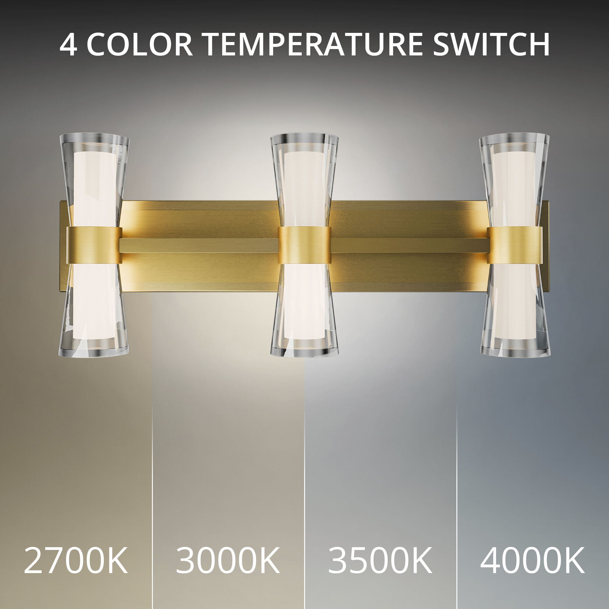 Hourglass LED 24 inch Aged Brass Bath Vanity & Wall Light in 3500K, dweLED