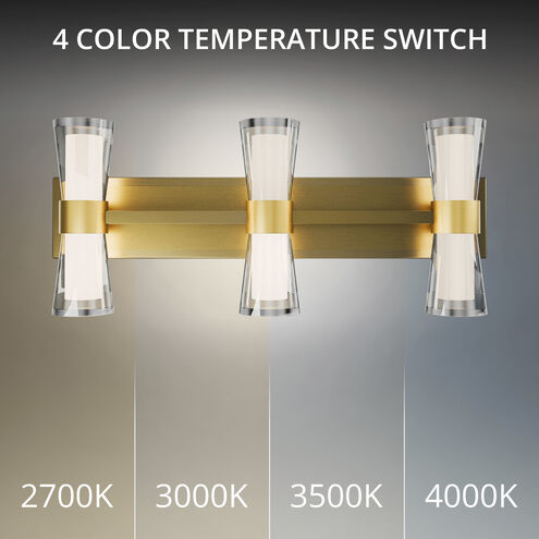 Hourglass LED 24 inch Aged Brass Bath Vanity & Wall Light in 2700K, dweLED