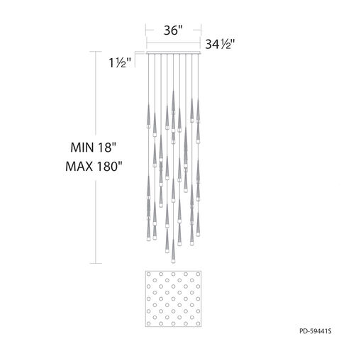 Quill LED 12.13 inch Aged Brass Multi-Light Pendant Ceiling Light, dweLED