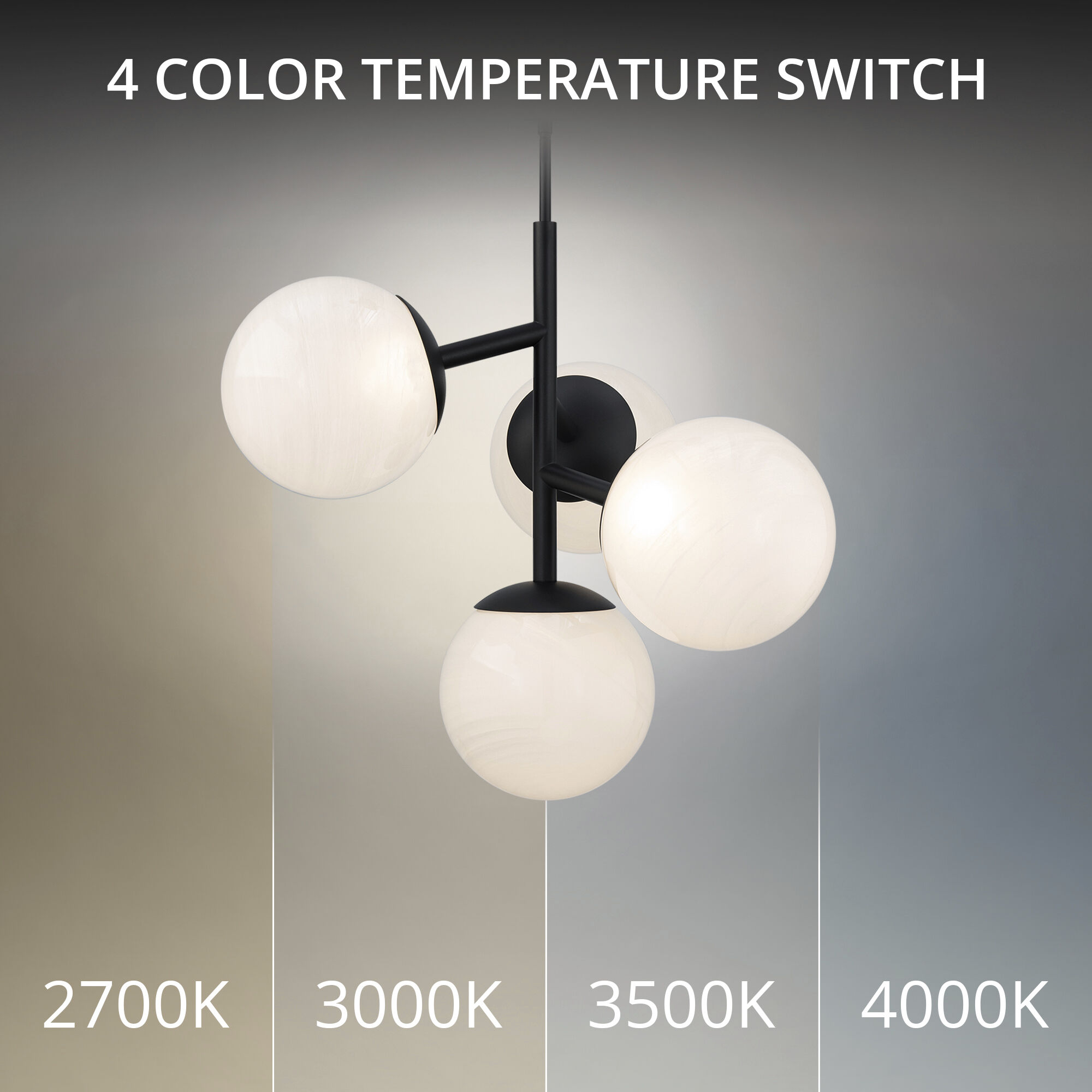 Quatrro LED 26.75 inch Black Pendant Ceiling Light in 3500K, dweLED