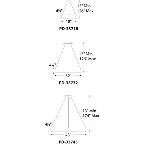 Corso LED 18 inch Black Pendant Ceiling Light, dweLED