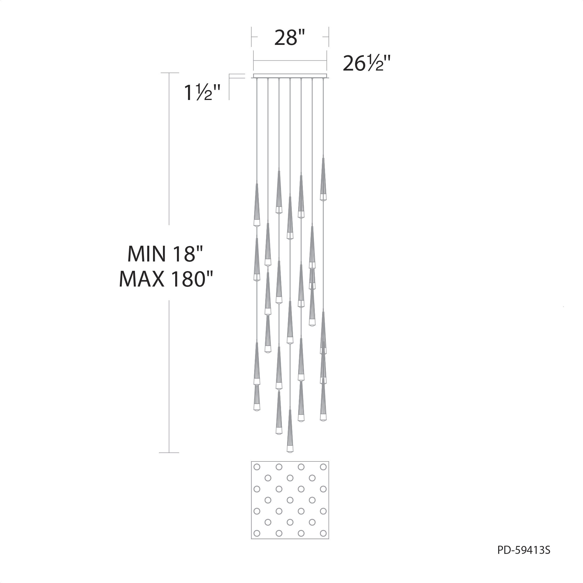 Quill LED 8.88 inch Aged Brass Multi-Light Pendant Ceiling Light, dweLED